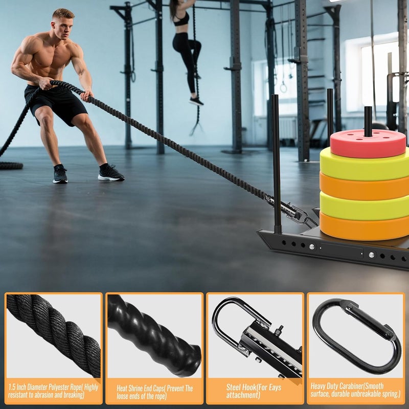 Keepark Store Weight Workout Sled Pulling Rope - 1.5 Inch Dia.15FT 20FT 30FT 40FT Length Heavy Duty Workout Rope for Weight Sled, Tire Drag, Football Training, Fitness Resistance Exercise Equipment for Men & Women - Image 2